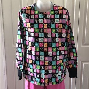 Scrub jackets with snowflakes